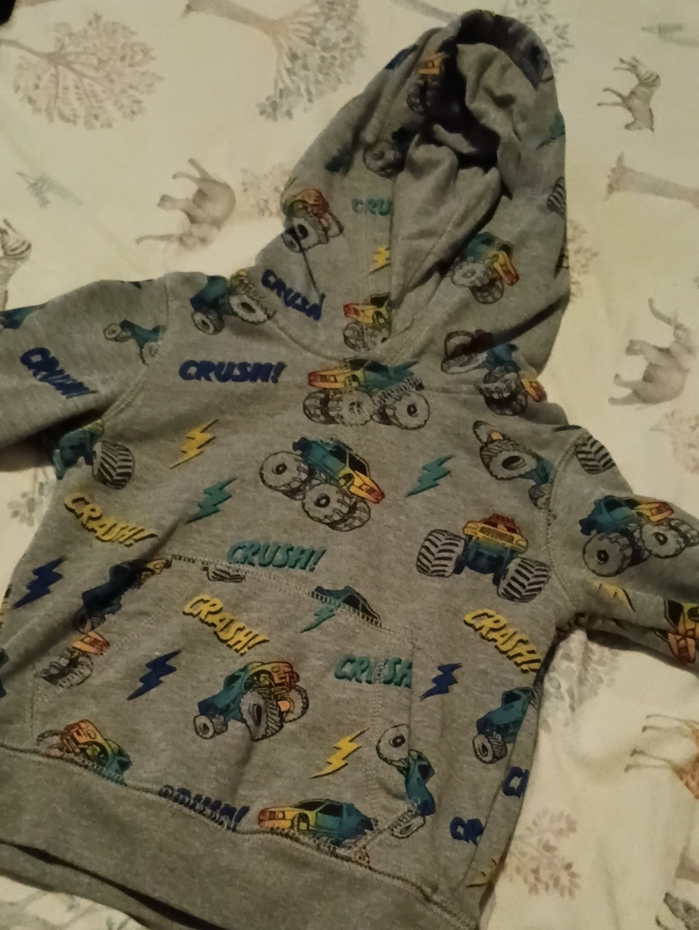 Garanimals Grey Hoodie with Colorful Monster Truck Print